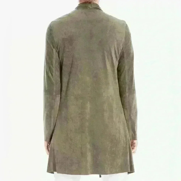 Max Studio Olive Green Faux Suede Coat -- NWT -- Size M Faux Leather Weather! - Picture 3 of 9